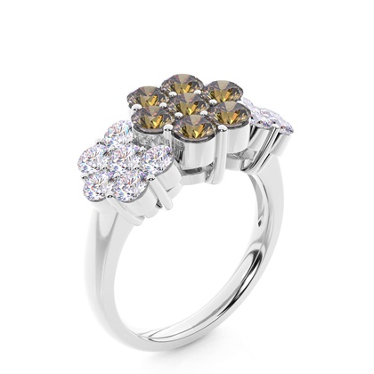 Prong-Einstellung Champagner-Diamant-Cluster-Ring