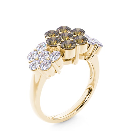 Prong-Einstellung Champagner-Diamant-Cluster-Ring