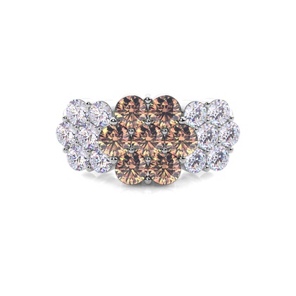 Prong Setting Champagne Diamond Cluster Ring