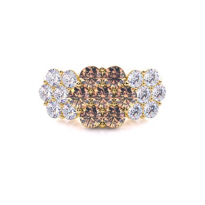 Prong Setting Champagne Diamond Cluster Ring