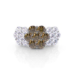 Prong-Einstellung Champagner-Diamant-Cluster-Ring
