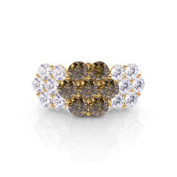 Prong-Einstellung Champagner-Diamant-Cluster-Ring