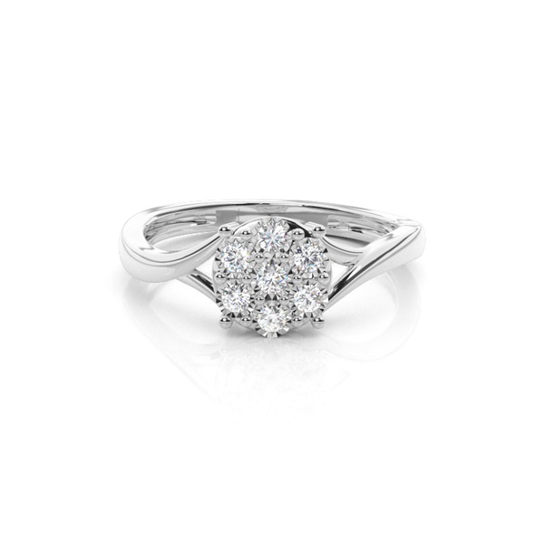 Illusion Setting Round Diamond Cluster Ring
