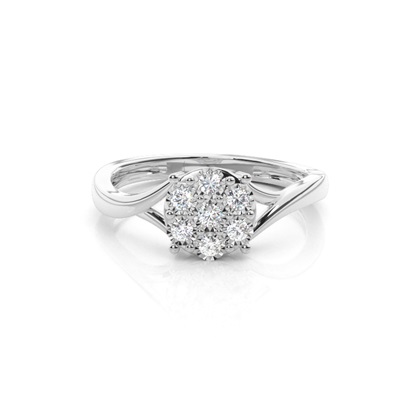 Illusion Setting Round Diamond Cluster Ring