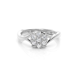 Illusion Setting Round Diamond Cluster Ring