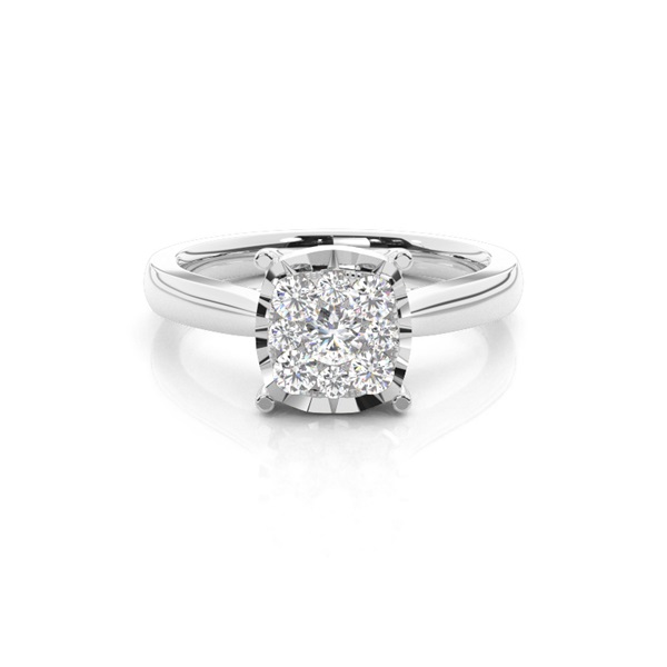 Micro Pave Setting Round Diamond Cluster Ring