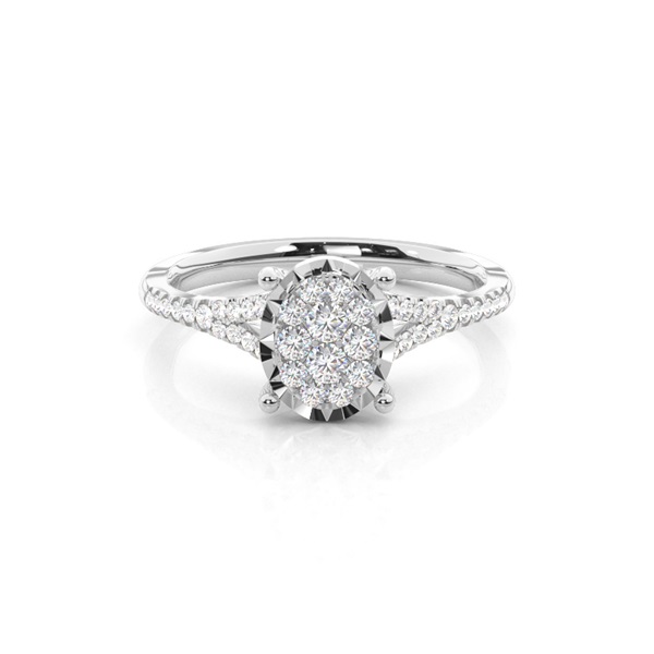 Micro Pave Setting Round Diamond Cluster Ring
