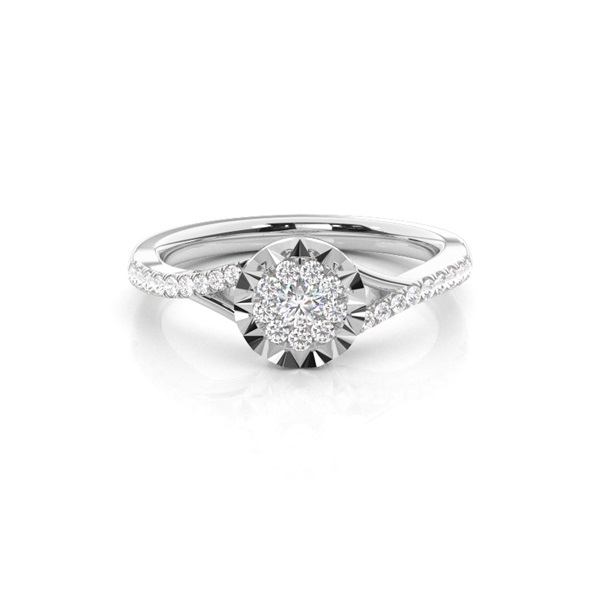 Micro Pave Setting Round Diamond Cluster Ring