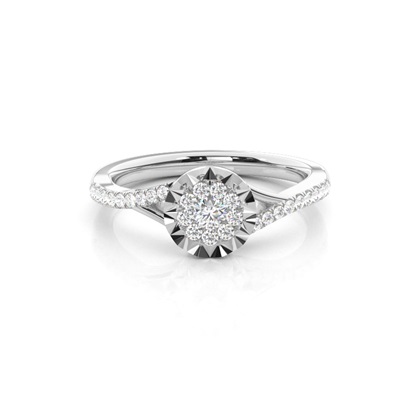 Micro Pave Setting Round Diamond Cluster Ring