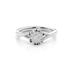 Micro Pave Setting Round Diamond Cluster Ring
