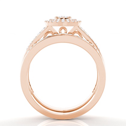 Rose Gold Bridal Engagement and Wedding Bands Ring Sets