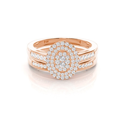 Rose Gold Bridal Set Diamond Engagement Rings