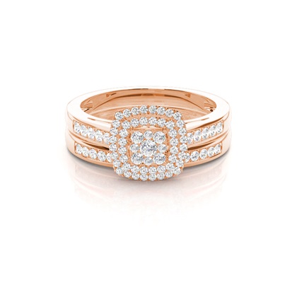 Rose Gold Bridal Set Diamond Engagement Rings