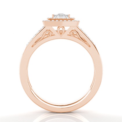 Rose Gold Bridal Engagement and Wedding Bands Ring Sets