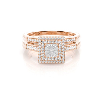 Rose Gold Bridal Set Diamond Engagement Rings