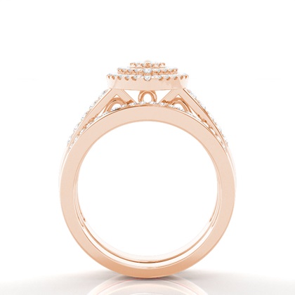 Rose Gold Bridal Engagement and Wedding Bands Ring Sets
