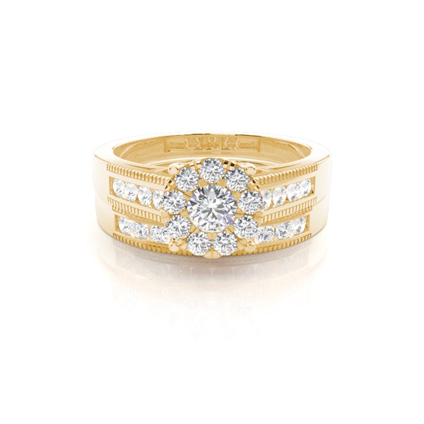 Channel Setting Round Diamond Cluster Ring With Matching Band