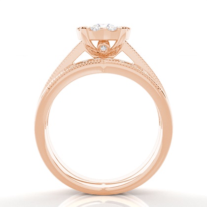 Rose Gold Bridal Engagement and Wedding Bands Ring Sets