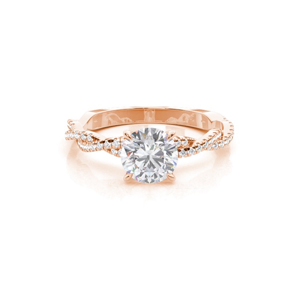 4 Prong Setting Round Moissanite Side Stone Engagement Ring
