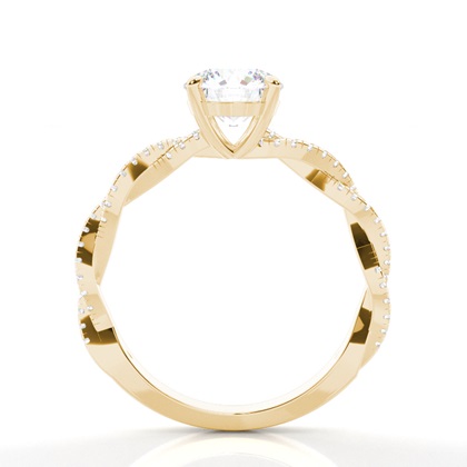 Verlobungsring Mit 4 Krappen In Runder Moissanit-Seitensteinfassung