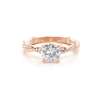 4 Prong Setting Round Moissanite Side Stone Engagement Ring