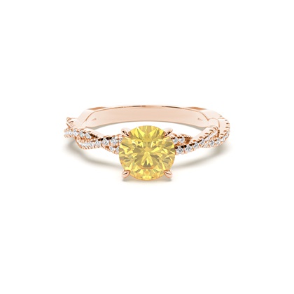 Yellow Diamond Side Stone Engagement Ring