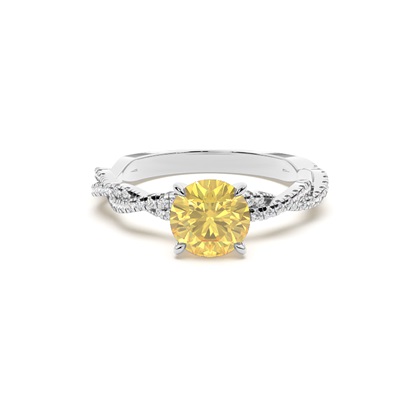 Yellow Diamond Side Stone Engagement Ring