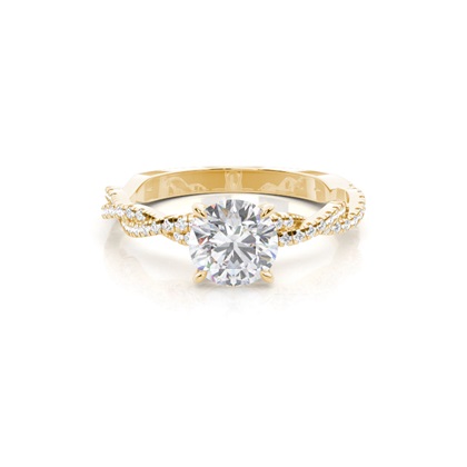 4 Prong Setting Round Moissanite Side Stone Engagement Ring