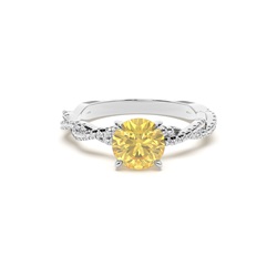 Yellow Diamond Side Stone Engagement Ring