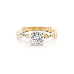 4 Prong Setting Round Moissanite Side Stone Engagement Ring