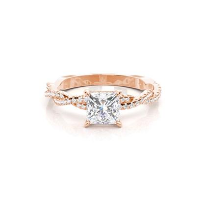 Princess Rose Gold Side Stone Diamond Engagement Rings