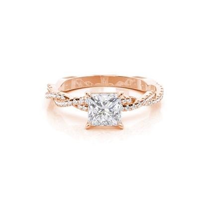 4 Prong Setting Round Moissanite Side Stone Engagement Ring