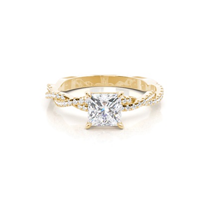 Princess Yellow Gold Side Stone Diamond Engagement Rings