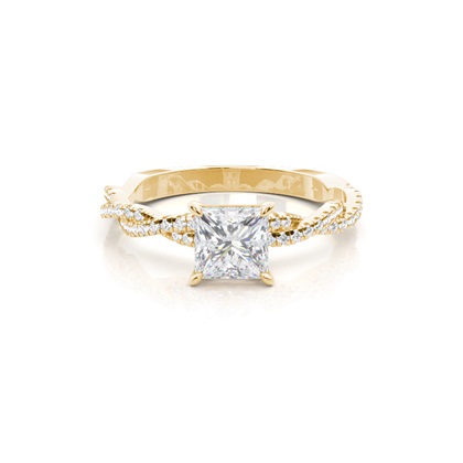 4 Prong Setting Round Moissanite Side Stone Engagement Ring
