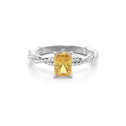 Yellow Diamond Side Stone Engagement Ring