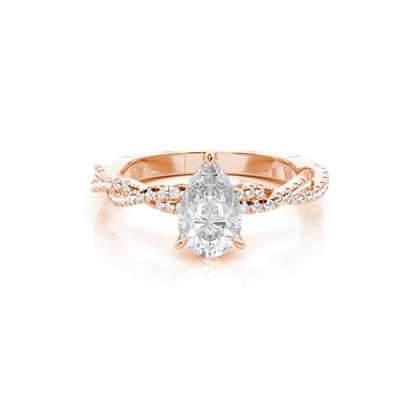 4 Prong Setting Round Moissanite Side Stone Engagement Ring