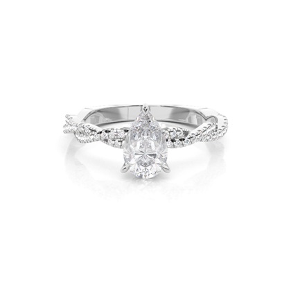 4 Prong Setting Round Moissanite Side Stone Engagement Ring