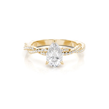 Pear Yellow Gold Side Stone Diamond Engagement Rings