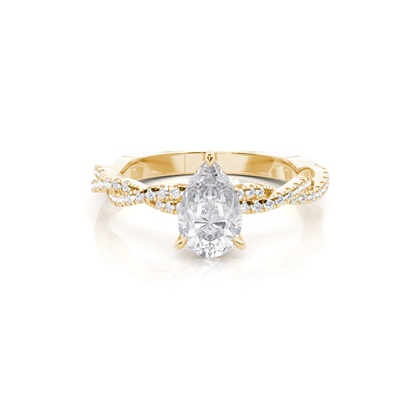 4 Prong Setting Round Moissanite Side Stone Engagement Ring