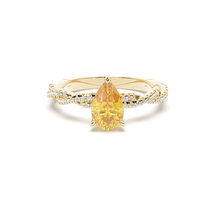 Yellow Diamond Side Stone Engagement Ring