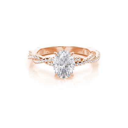 4 Prong Setting Round Moissanite Side Stone Engagement Ring
