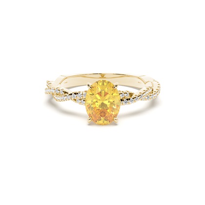 Yellow Diamond Side Stone Engagement Ring