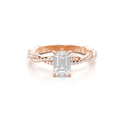 Emerald Rose Gold Side Stone Diamond Engagement Rings