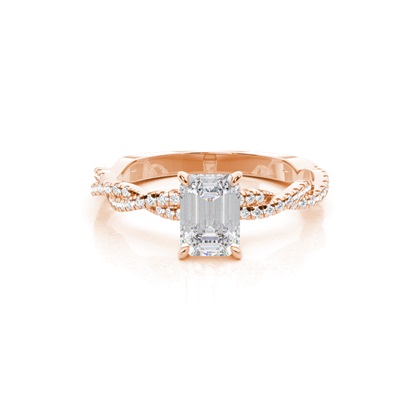 4 Prong Setting Round Moissanite Side Stone Engagement Ring