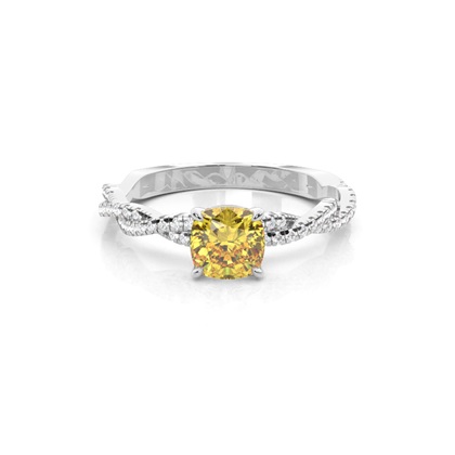 Cushion Yellow Diamond Engagement Rings