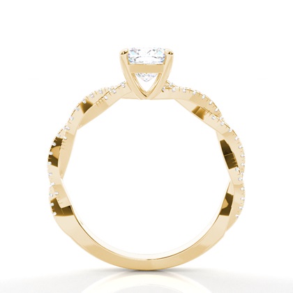 Verlobungsring Mit 4 Krappen In Runder Moissanit-Seitensteinfassung