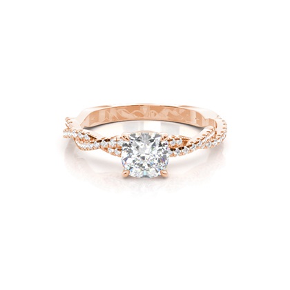 Cushion Rose Gold Side Stone Diamond Engagement Rings