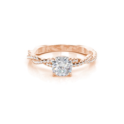 4 Prong Setting Round Moissanite Side Stone Engagement Ring