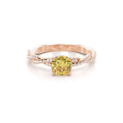 Yellow Diamond Side Stone Engagement Ring