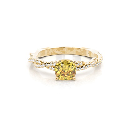 Yellow Diamond Side Stone Engagement Ring